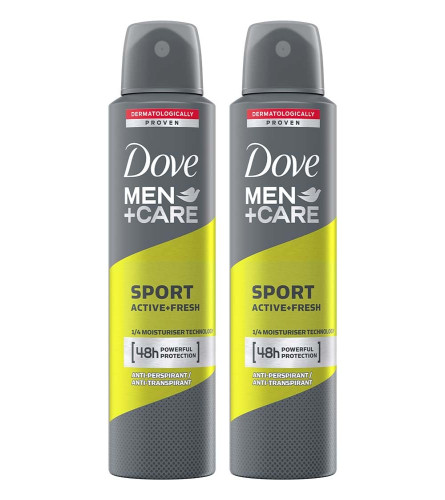 Dove Men+Care Sport Active+ Fresh Dry Spray Antiperspirant Deodorant 150 ml (Pack of 2)