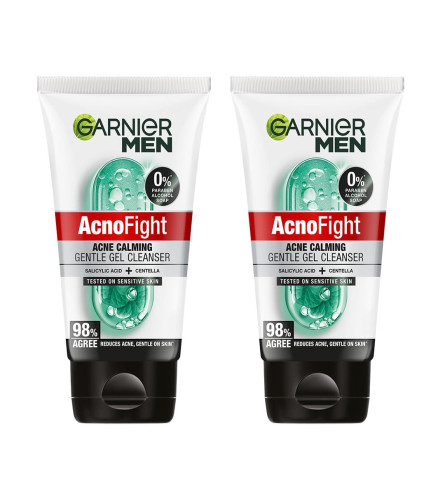 Garnier Men Acno Fight Gentle Gel Cleanser Face Wash for Men 100g (Pack of 2) - free shipping