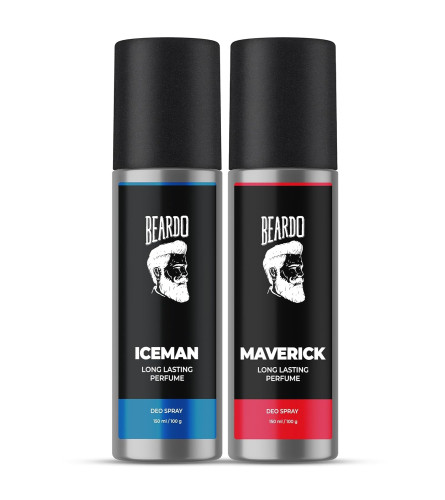 BEARDO Iceman & Maverick Perfume Deo Spray Combo For Men, 150 ml x 2 - free shipping