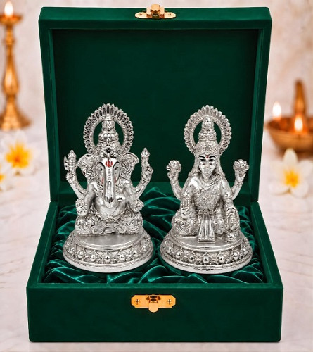 German Silver Lakshmi Ganesh Set l Diwali Decoration for Home