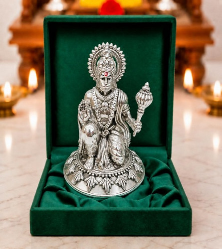 German Silver Plated Hanuman Ji Idol, 4 inch