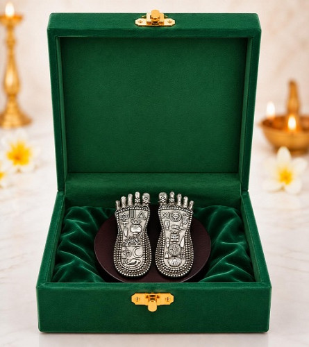 German Silver Plated Lakshmi Charan Paduka