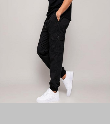 Men's Black Cotton Cargo Pants (Size 32)