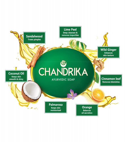 Chandrika Ayurvedic Handmade Soap, 125g (Pack of 6)