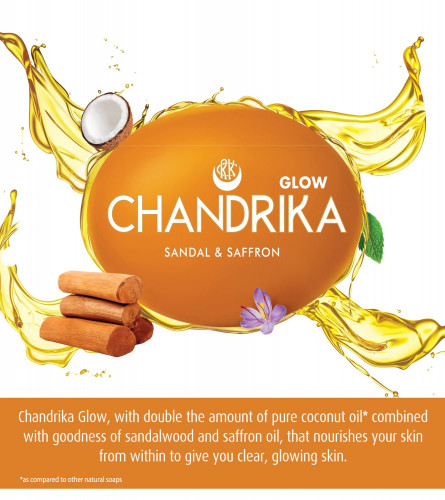 Chandrika Handmade Sandal & Saffron Glow Soap,75g (Pack of 6)