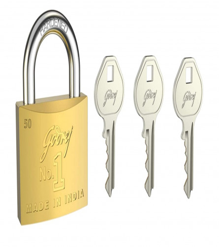 Godrej Locks Brushed Finish 50mm Padlock Hardened Shackle Gold