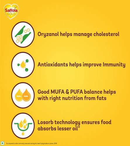 Saffola Gold Refined Rice Bran & Sunflower Cooking Oil 1 Litre