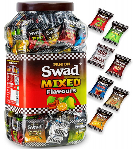 Swad Mixed Chocolate Candy Jar Meetha Pan, Imli, Coffee,Kacha Aam, Orange