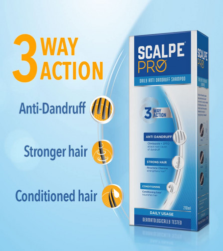 Scalpe Pro Daily Anti-dandruff Shampoo with conditioning base, For Strong and Smooth hair