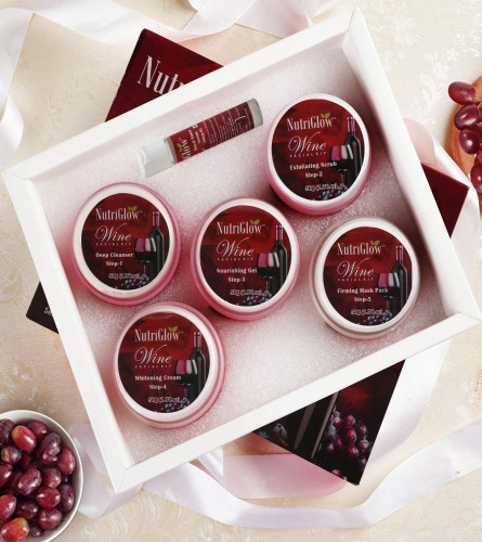 NutriGlow Wine Facial Kit For Radiant Glow, All Skin Types- 250 g+10 ml