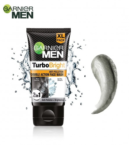 Garnier Men, Face Wash, Brightening & Anti-Pollution, Turbo Bright Double Action