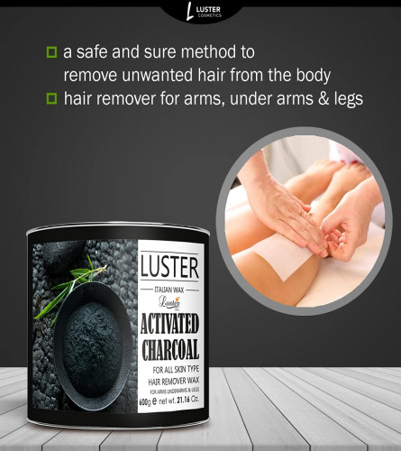 Luster Activated Charcoal Hair Removal Hot Wax 600 gm