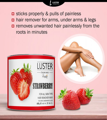 Luster Strawberry Hair Removal Hot Wax 600 gm