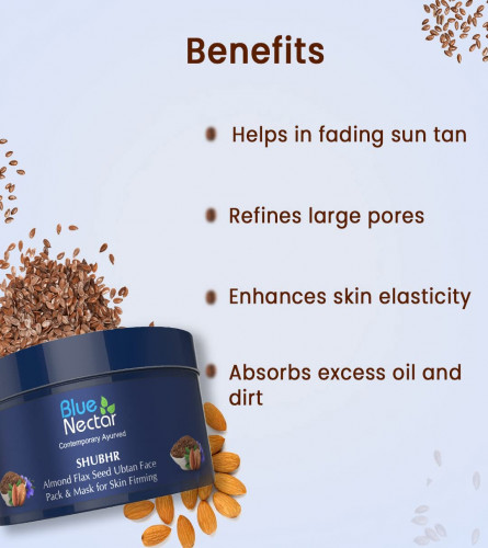 Blue Nectar Almond and Flax Seed Ubtan Face Mask and Pack for Skin Firming and Anti Aging