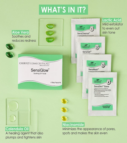 Cheryl's Cosmeceuticals SensiGlow Pack Skin Soothing 4-step Easy DIY Facial kit