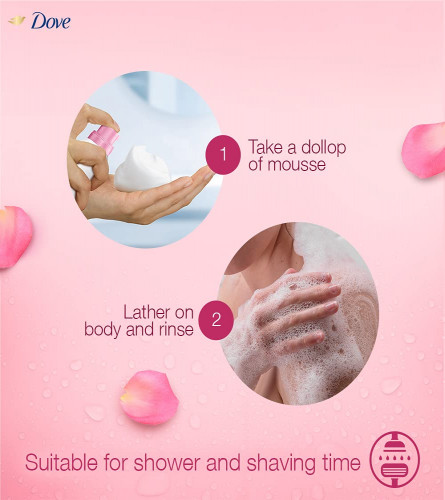 Dove Creamy Shower & Shaving Mousse, Gentle Cleanser Infused with Rose Oil  200 ml (Pack of 2) Free Shipping World
