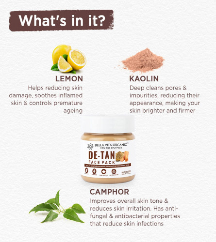 Bella Vita Organic De Tan Removal Face Pack For Glowing Skin