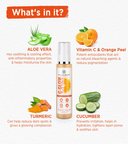 Bella Vita Organic Vitamin C Glow Face Toner for Skin Hydration