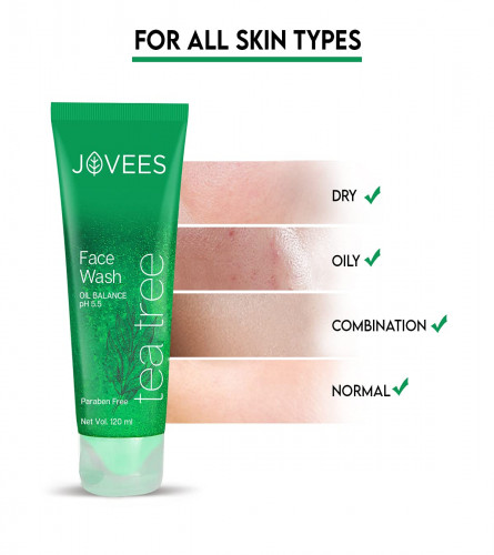 JOVEES Tea Tree Oil Control Face Wash 120 ml (Pack of 4)