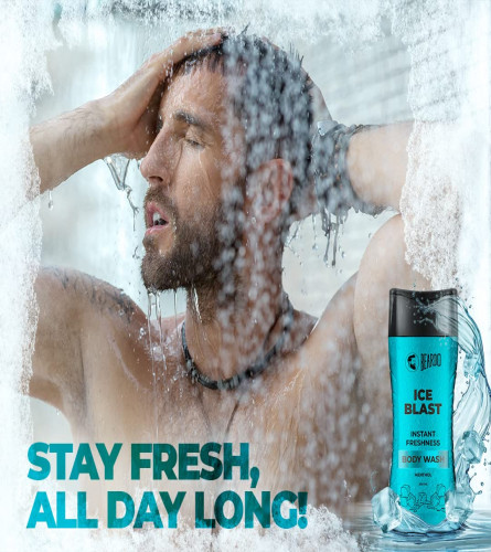 BEARDO Ice Blast Menthol Cooling Body Wash 200 ml (Pack of 2)