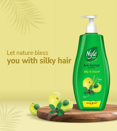 Nyle Naturals Silky and Smooth Anti Hairfall Shampoo, With Tulsi And Amla