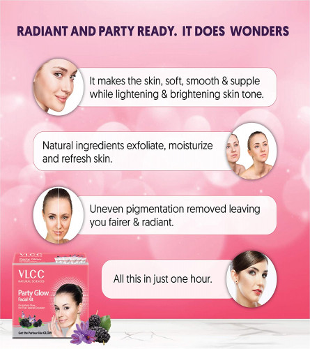 VLCC Party Glow Facial Kit for Instant Glow 60 gm (Pack of 2)