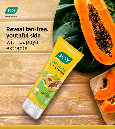 Joy Skin Fruits Spots & Tan Clear Face Wash | With Papaya extracts & Fruit Boosters, 100 ml