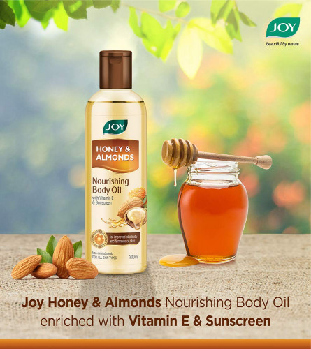 JOY Skin Lightening, Non-Sticky Honey & Almonds Nourishing Body Oil with Honey Extract (200 ml)