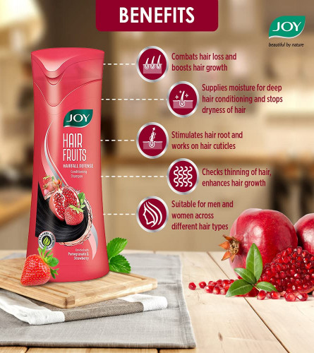 Joy Hair Fruits Hairfall Defense Conditioning Shampoo with Pomegranate & Strawberry