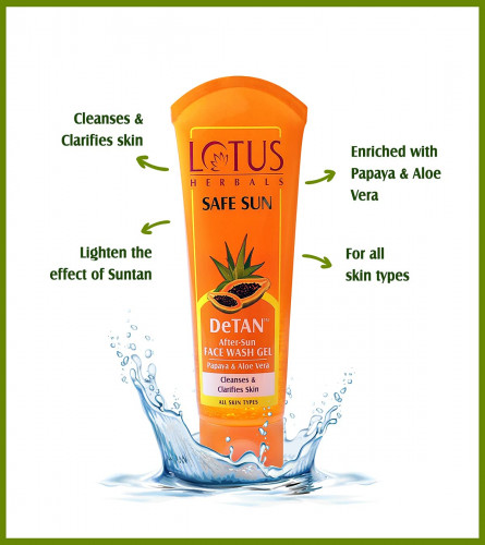 Lotus Herbals Safe Sun DeTAN Face Wash Gel 100 gm (Pack of 2)