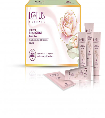 Lotus Herbals Radiant BridalGLOW Rose Gold Facial Kit 57 gm (Pack of 4)