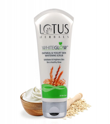 Lotus Herbals White Glow Oatmeal And Yogurt Skin Whitening Scrub 100g (Pack of 2)