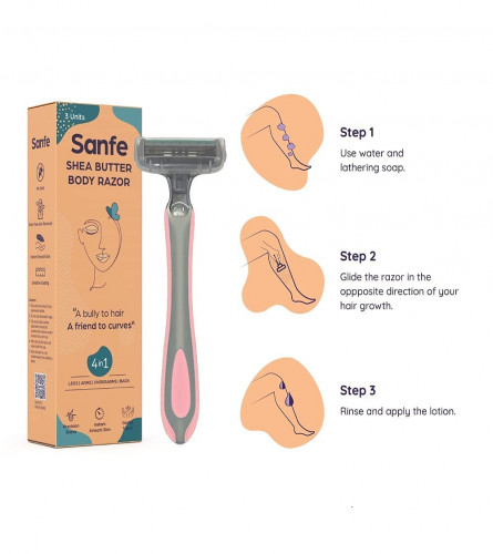 Sanfe Shea Butter Body Razor for Women's Hair Removal (Pack Of 6)