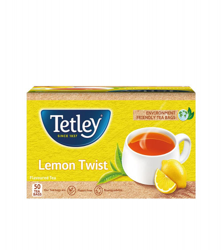 Tetley Lemon Flavoured Refreshing Tea Black Tea 50 Tea Bags