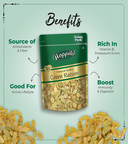 Happilo Premium Seedless Green Raisins 500 gm
