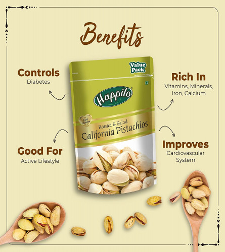 Happilo Premium Californian Roasted & Salted Pistachios 500 gm
