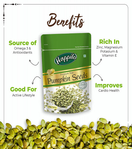Happilo Premium Raw Authentic Pumpkin Seeds 200 gm (Pack of 2)