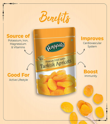Happilo Dried Premium Turkish Apricots 200 gm (Pack of 2)