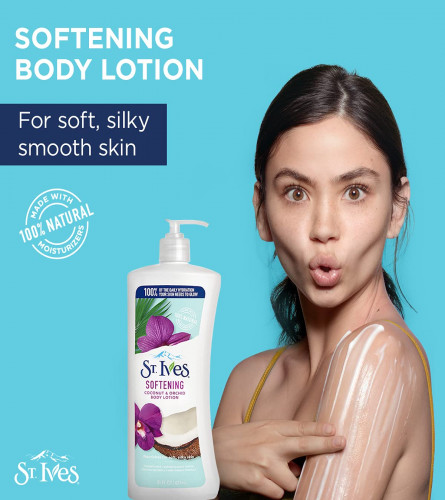 St. Ives Softening Body Lotion, Coconut and Orchid with Natural Extracts, Paraben-Free