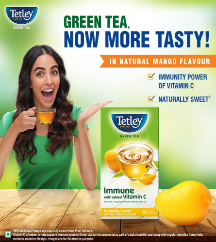 Tetley Naturally Sweet Green Tea with Mango Flavor 25 Tea Bags (Pack of 2)