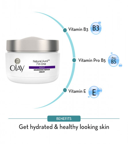 Olay Night Cream Natural Aura Nourishing Repair Cream 50 gm (Pack Of 2)