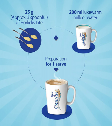 Horlicks Lite Badam Flavour Health & Nutrition Drink For Adults 450g Refill Pack