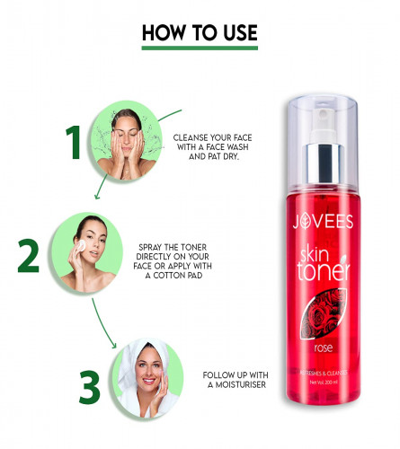 Jovees Rose Toner Spray For Face 200 ml (pack of 2)