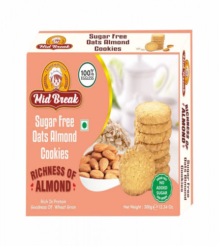 Midbreak - Sugar Free Oats Almonds Biscuits 300 gm
