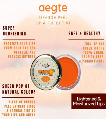 Aegte Orange Lip & Cheek Tint Balm (Orange) Organic Multi-Purpose Lip Balm