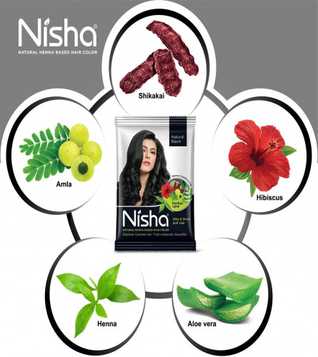 Nisha Natural Henna Based Black Hair Color Silky & Shiny Soft Hair
