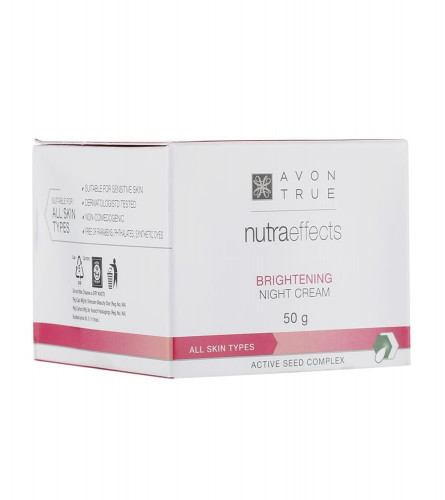 Avon True Nutraeffects Brightening Night Cream | For All Skin Types | With Antioxidants For Brighter Skin | 50gms