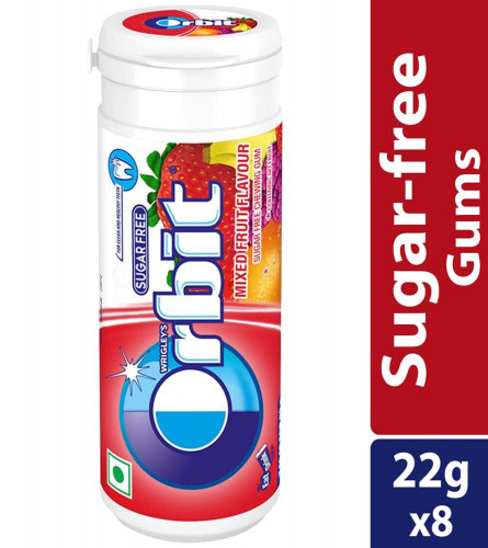 Orbit Mixed Fruit Flavour Sugar Free Chewing Gum 22 gm (Pack of 8)