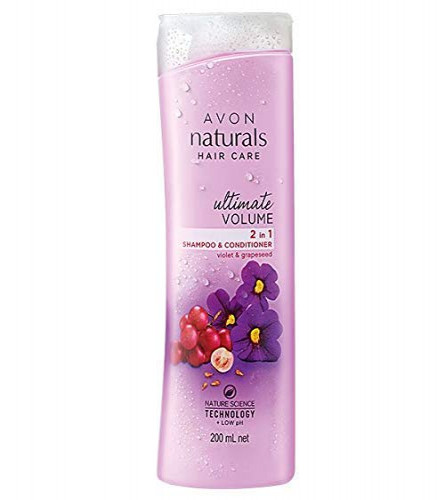 AVON Naturals Ultimate Volume 2-in-1 Shampoo & Conditioner Violet & Grapeseed - 200 ml x 2 pack (fs)