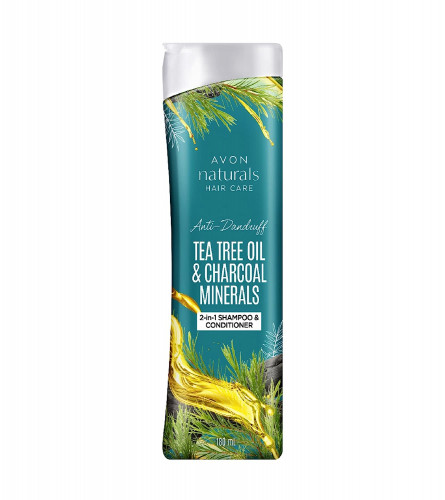 Avon Naturals Tea Tree Oil & Charcoal Minerals 2 in1 Shampoo and Conditioner- 180ml x 2 pack (fs)